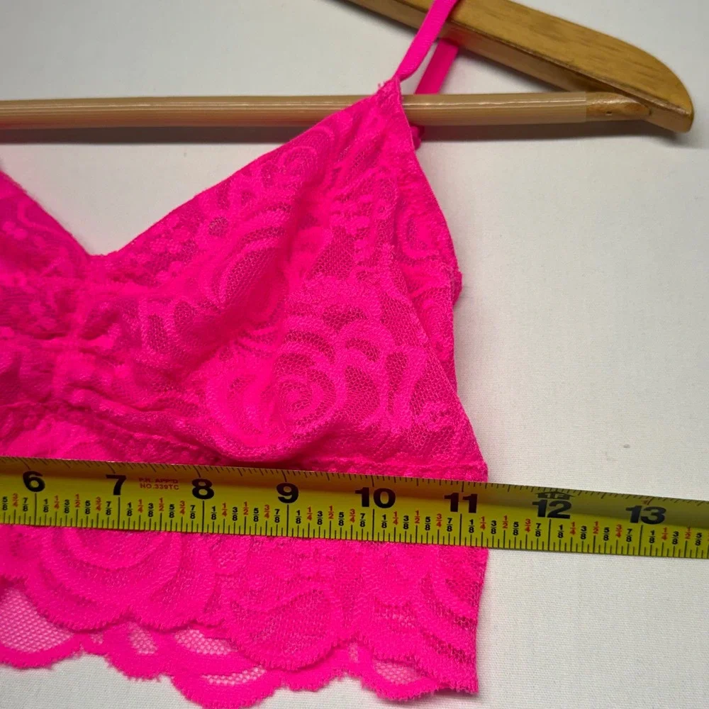 Victoria's Secret PINK Neon Pink Lace Bralette Floral‎ Stretch Small